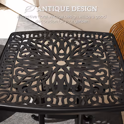 Outsunny 54 x 54cm Aluminium Outdoor Garden Side Table w/ Umbrella Hole, Black