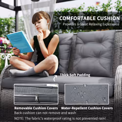 Outsunny 4 PCs Outdoor Rattan Sofa Set, Wicker Sectional Sofa Set Light Grey