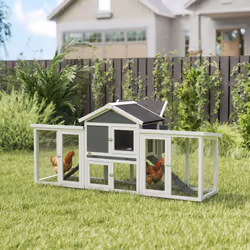 PawHut Wood Chicken Coop Hens Cage Poultry House with Nesting Boxes Run
