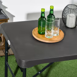 Outsunny HDPE Picnic Table Set w/ Beer Table & 2 Benches for 6, Dark Grey - Additional view 6