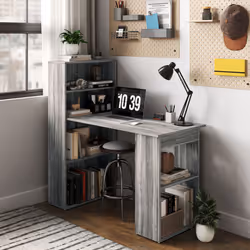 HOMCOM 120cm Computer Desk Bookshelf Writing Table 6 Shelves Grey - Additional view 6