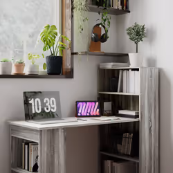 HOMCOM 120cm Computer Desk Bookshelf Writing Table 6 Shelves Grey - Additional view 7