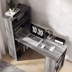 HOMCOM 120cm Computer Desk Bookshelf Writing Table 6 Shelves Grey - Additional view 8