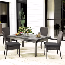 Outsunny 4 PCs Rattan Garden Chairs with Cushion, Wicker Dining Chairs, Grey