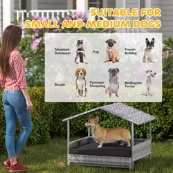 PawHut Extendable Rattan Dog House w/ Water-Resistant Roof - Charcoal Grey - Additional view 5
