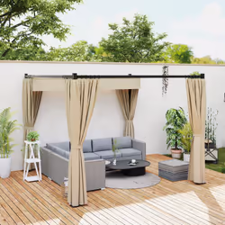 Outsunny 3 x 3(m) Pergola with Retractable Roof and Curtains, Khaki - Additional view 8