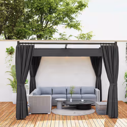 Outsunny 3 x 3(m) Pergola with Retractable Roof and Curtains, Charcoal Grey - Additional view 6