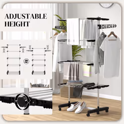 HOMCOM 4-Tier Large Clothes Airer Stainless Steel Clothes Drying Rack Black