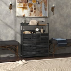 HOMCOM Bedroom Chest of Drawers 7 Drawer Dresser w/ Shelves - Black