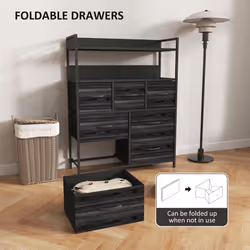 HOMCOM Bedroom Chest of Drawers 7 Drawer Dresser w/ Shelves - Black - Additional view 5