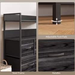 HOMCOM Bedroom Chest of Drawers 7 Drawer Dresser w/ Shelves - Black - Additional view 6