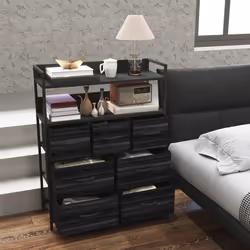 HOMCOM Bedroom Chest of Drawers 7 Drawer Dresser w/ Shelves - Black - Additional view 7