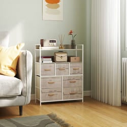 HOMCOM Bedroom Chest of Drawers 7 Drawer Dresser w/ Shelves - Brown
