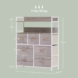HOMCOM Bedroom Chest of Drawers 7 Drawer Dresser w/ Shelves - Brown