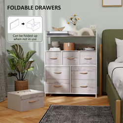 HOMCOM Bedroom Chest of Drawers 7 Drawer Dresser w/ Shelves - Brown - Additional view 5