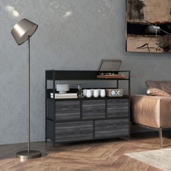HOMCOM Bedroom Chest of Drawers 5 Drawer Dresser w/ Shelves, Black