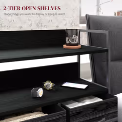 HOMCOM Bedroom Chest of Drawers 5 Drawer Dresser w/ Shelves, Black - Additional view 4