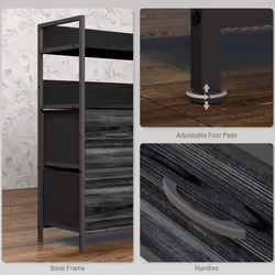 HOMCOM Bedroom Chest of Drawers 5 Drawer Dresser w/ Shelves, Black - Additional view 6