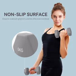 SPORTNOW Set of 2 Hexagonal Dumbbells Weights Pair, 2 x 6kg, Grey - Additional view 5