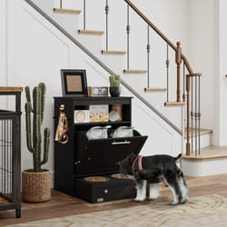 PawHut Pet Feeder Station, Dog Cat Food Storage Feeding Station, Food Cabinet