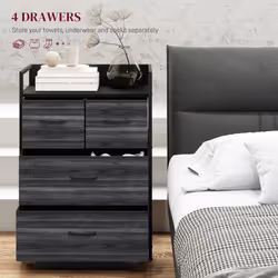 HOMCOM Bedroom Chest of Drawers 4 Drawer Dresser w/ Shelf, Black