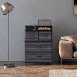 HOMCOM Bedroom Chest of Drawers 4 Drawer Dresser w/ Shelf, Black - Additional view 7