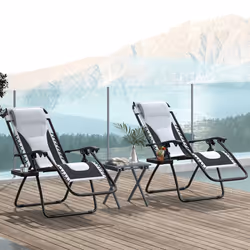 Outsunny 2 Pcs Zero Gravity Lounger Folding Recliner Chair w/ Cup Holder