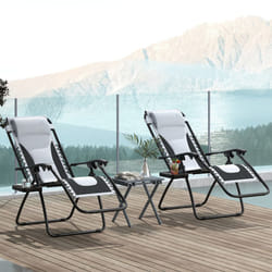 Outsunny 2 Pcs Zero Gravity Lounger Folding Recliner Chair w/ Cup Holder