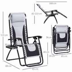 Outsunny 2 Pcs Zero Gravity Lounger Folding Recliner Chair w/ Cup Holder