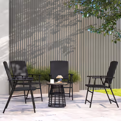 Outsunny 4pcs Rattan Chair Foldable Garden Furniture w/ Armrest Black