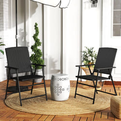 Outsunny 2pcs Rattan Chair Foldable Garden Furniture w/ Armrest Black