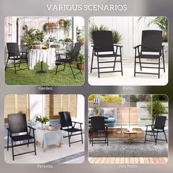 Outsunny 2pcs Rattan Chair Foldable Garden Furniture w/ Armrest Black - Additional view 5