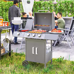 Outsunny Gas Barbecue Grill 3+1 Burner Garden BBQ w/ Large Cooking Area