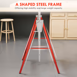 HOMCOM Set Of 2 Steel Saw Horses Telescopic Builders Work Bench Folding Red - Additional view 4