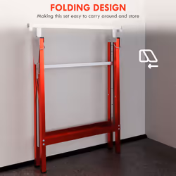 HOMCOM Set Of 2 Steel Saw Horses Telescopic Builders Work Bench Folding Red - Additional view 5