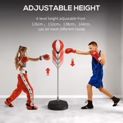 HOMCOM Punching Bag with Stand Boxing Bag Set with Adjustable Height, Red
