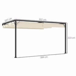 Outsunny 4 x 3(m) Outdoor Pergola Retractable Canopy Wall Mounted, Cream