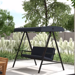 Outsunny 3 Seater Garden Swing Chair with Adjustable Canopy, Dark Grey