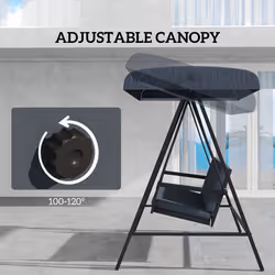 Outsunny 3 Seater Garden Swing Chair with Adjustable Canopy, Dark Grey - Additional view 4