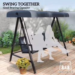 Outsunny 3 Seater Garden Swing Chair with Adjustable Canopy, Dark Grey - Additional view 5