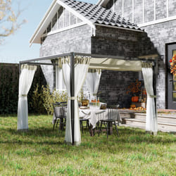 Outsunny 3 x 3 m Pergola with Retractable Roof and Netting, Khaki