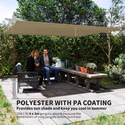 Outsunny Pergola Shade Cover Replacement Canopy for 4 x 3(m) Pergola, Tan