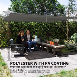 Outsunny Pergola Shade Cover Replacement Canopy for 4 x 3(m) Pergola, Light Grey