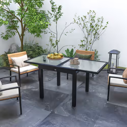 Outsunny Extendable Outdoor Dining Table Patio Table, Clear