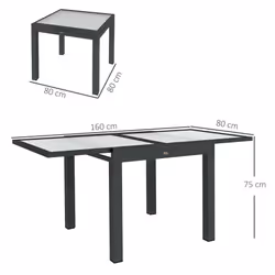 Outsunny Extendable Outdoor Dining Table Patio Table, Clear