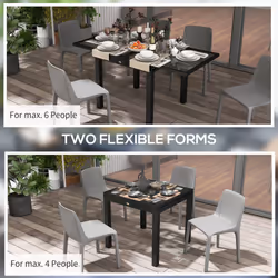 Outsunny Extendable Outdoor Dining Table Patio Table, Clear
