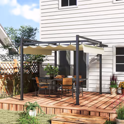 Outsunny 3 x 3(m) Pergola with Retractable Roof and Aluminium Frame, Khaki