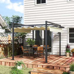 Outsunny 3 x 3(m) Pergola with Retractable Roof and Aluminium Frame, Khaki