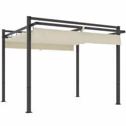 Outsunny 3 x 3(m) Pergola with Retractable Roof and Aluminium Frame, Khaki