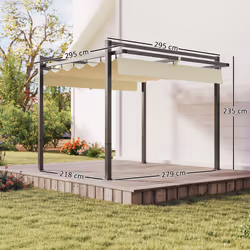 Outsunny 3 x 3(m) Pergola with Retractable Roof and Aluminium Frame, Khaki
